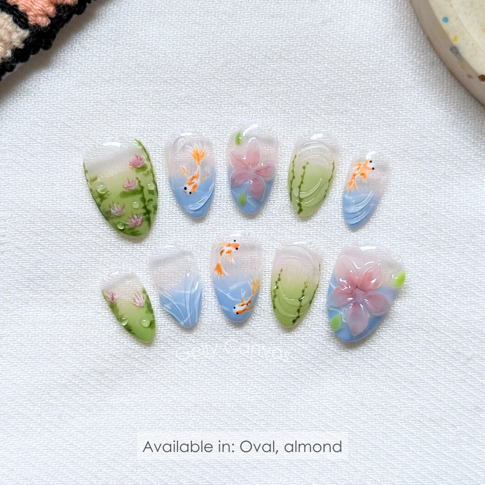 Gelly Canvas Koi fish press on nails