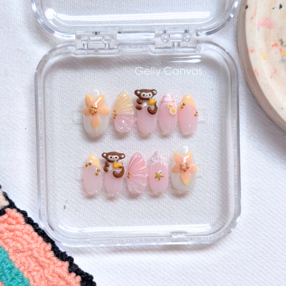 Gelly Canvas monkey custom press on nails